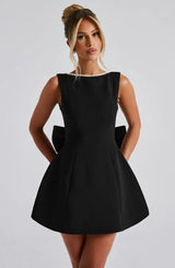 Vestido Mini para Mujer con Lazo en la Espalda y Sin Mangas