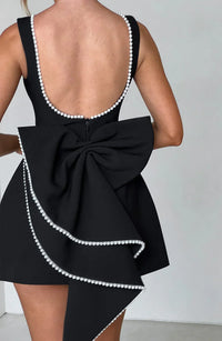 Vestido Mini para Mujer con Lazo en la Espalda y Sin Mangas