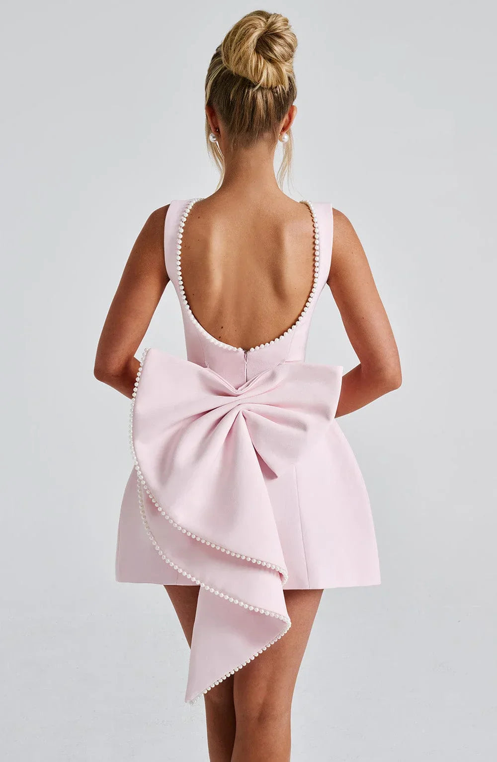 Vestido Mini para Mujer con Lazo en la Espalda y Sin Mangas
