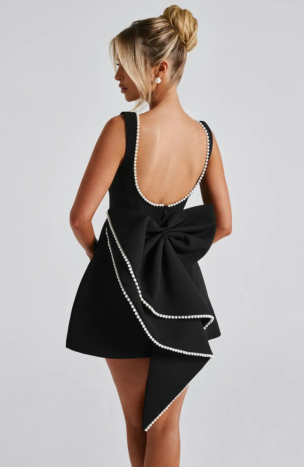 Vestido Mini para Mujer con Lazo en la Espalda y Sin Mangas