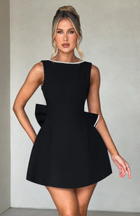 Vestido Mini para Mujer con Lazo en la Espalda y Sin Mangas