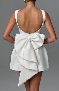 Vestido Mini para Mujer con Lazo en la Espalda y Sin Mangas