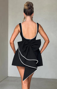 Vestido Mini para Mujer con Lazo en la Espalda y Sin Mangas