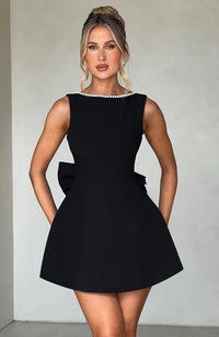 Vestido Mini para Mujer con Lazo en la Espalda y Sin Mangas