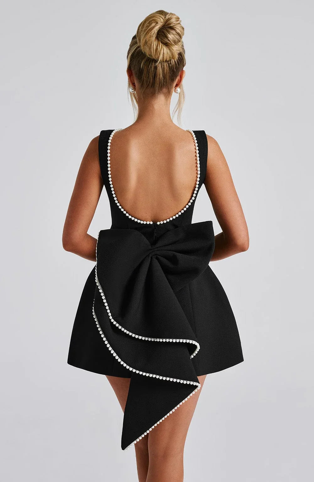 Vestido Mini para Mujer con Lazo en la Espalda y Sin Mangas