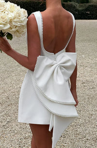 Vestido Mini para Mujer con Lazo en la Espalda y Sin Mangas