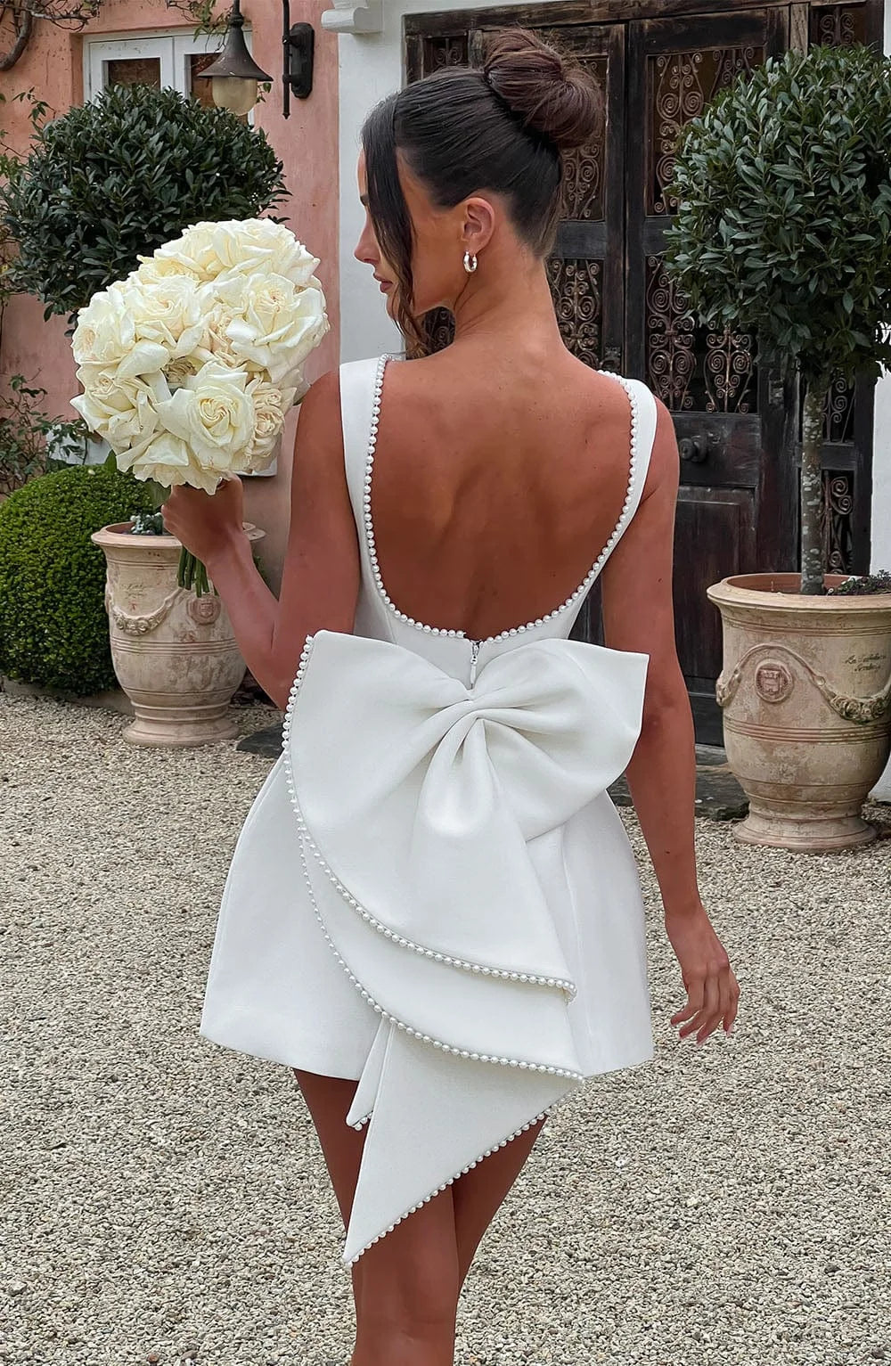 Vestido Mini para Mujer con Lazo en la Espalda y Sin Mangas