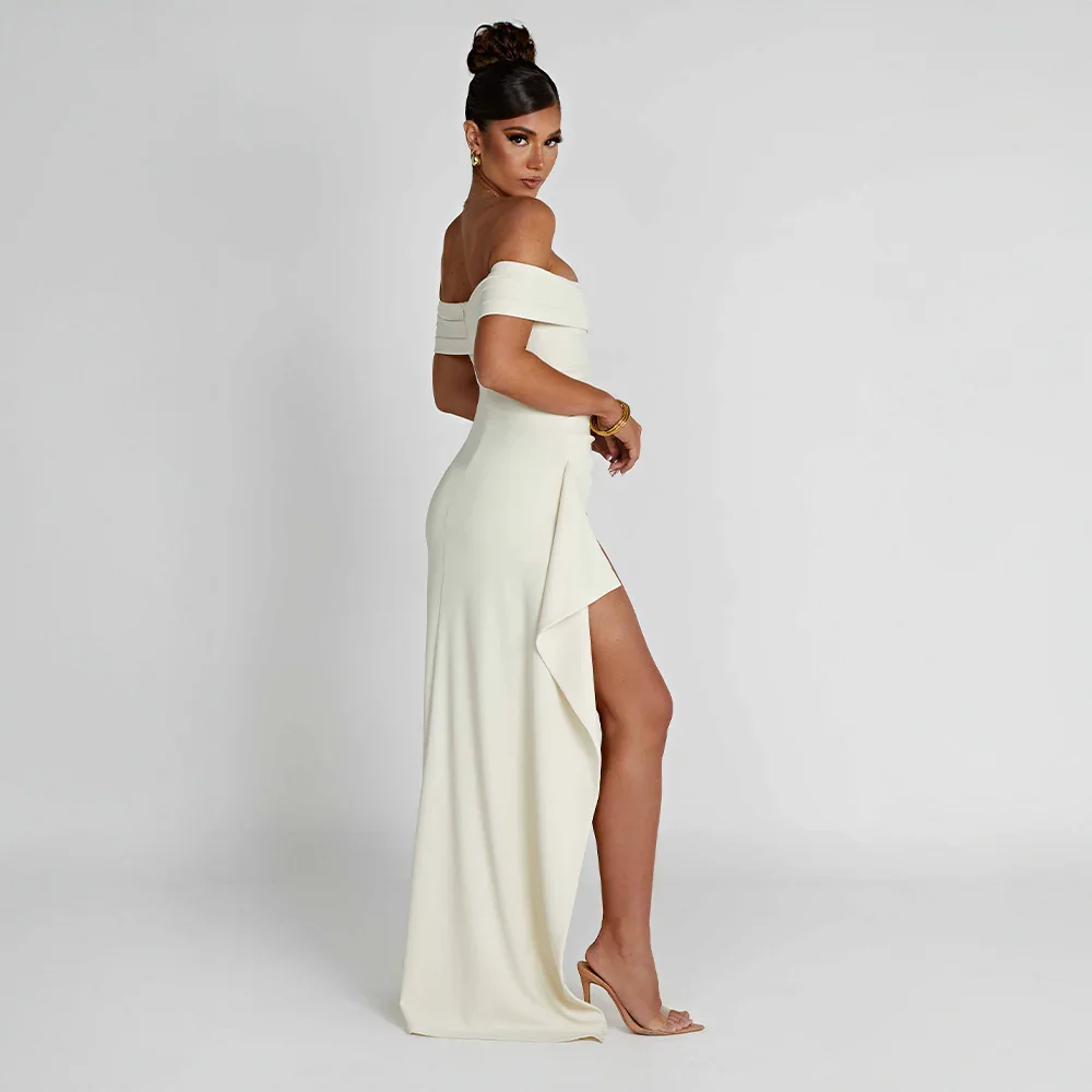 Robe longue femme épaules dénudées fente haute – soirée formelle