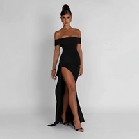 Robe longue femme épaules dénudées fente haute – soirée formelle