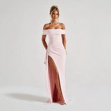 Robe longue femme épaules dénudées fente haute – soirée formelle