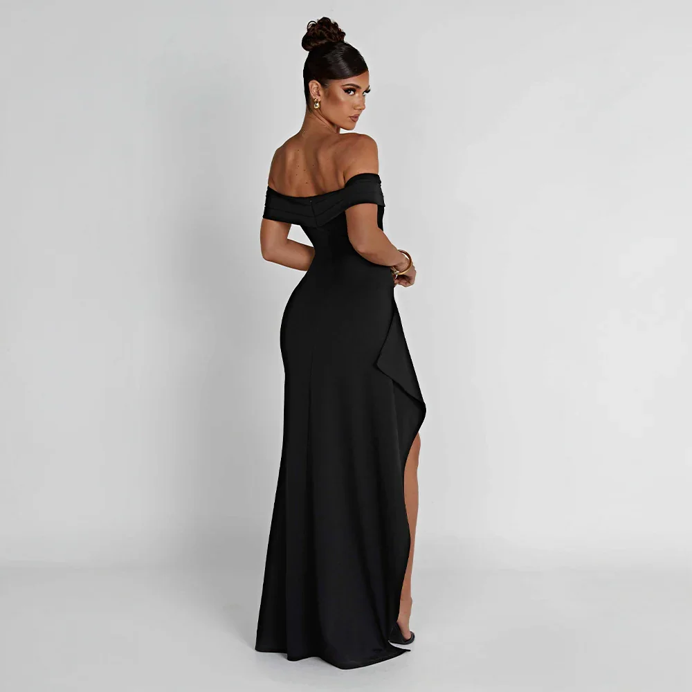 Robe longue femme épaules dénudées fente haute – soirée formelle