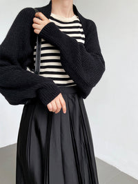 Pull shrug pour femme, manches longues, coupe régulière, ouverture devant