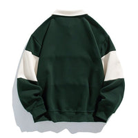 Unisex Cotton Polo Sweatshirt | Striped Varsity Relaxed Fit Front