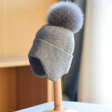 Unisex Ear Flap Pom Beanie | Cotton Blend Winter Hat