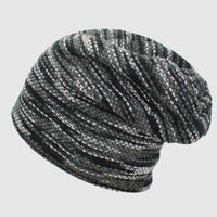 Unisex Slouchy Striped Winter Beanie | Wool Knit Side