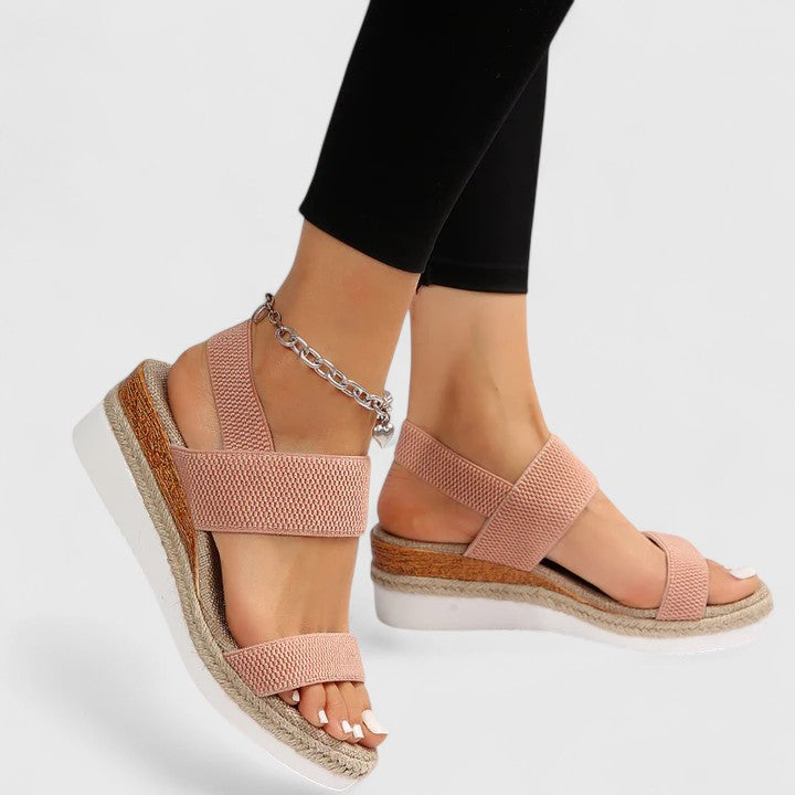 Sandalias para mujer con tira elástica ortopédica y punta abierta