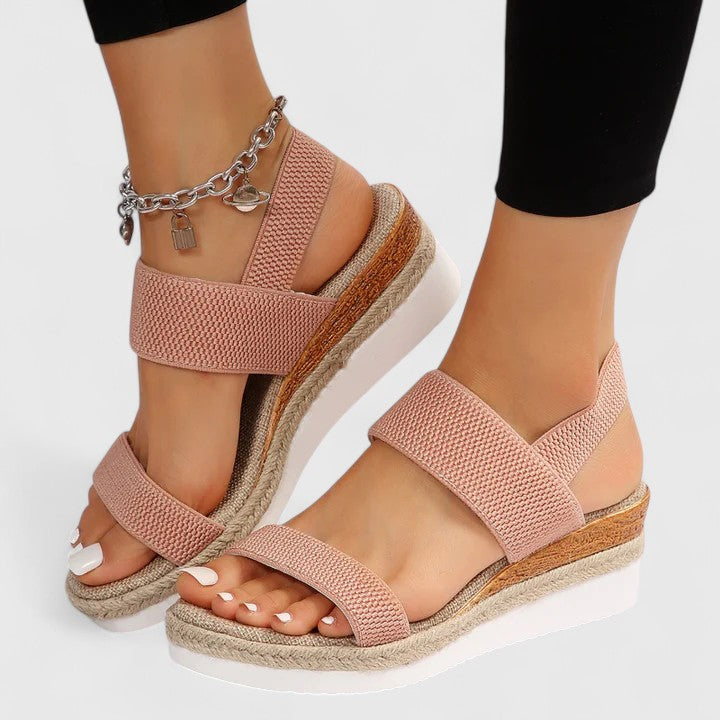 Sandalias para mujer con tira elástica ortopédica y punta abierta