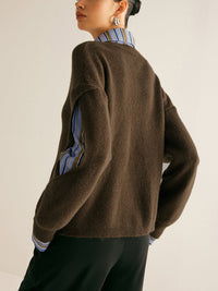 Women's 2 in 1 Ribbed Cutout Sweater | Open Elbow Knit Side