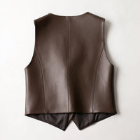 Women's Asymmetric Hem Sheepskin Leather Vest | V-Neck Tailored Front