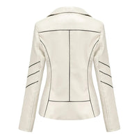 Women's Asymmetric Zip Vegan Leather Jacket | Notched Lapel Side