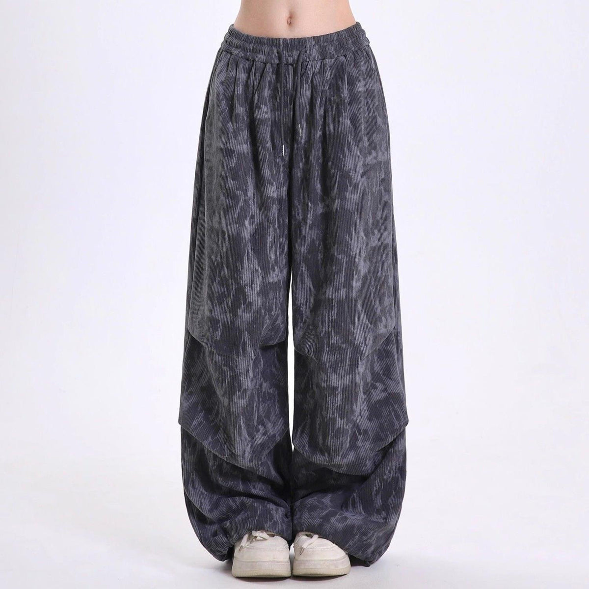 Women's Baggy Wide Leg Pants | Drawstring Balloon Hem Front