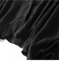 Women's Balloon Sleeve Summer Linen Blouse | Loose Fit Close Up