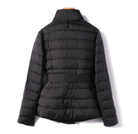 Women's Belted Quilted Down Jacket | Wrap Waist Puffer Detail