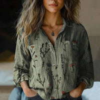 Women's Boho Button Down Blouse | Relaxed Bohemian Top Front