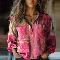 Women's Boho Button Down Blouse | Relaxed Bohemian Top Side