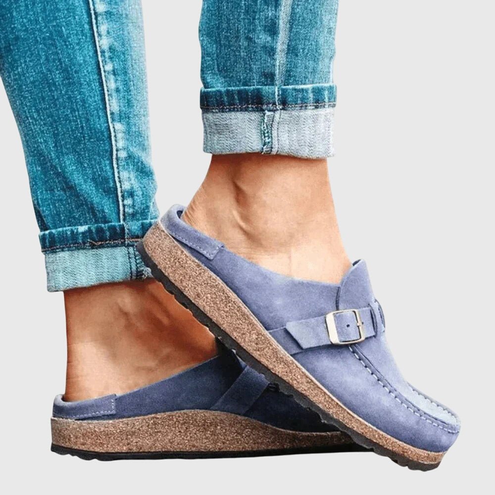 Women's Buckle Strap Mule Clogs | Slip-On Casual Close Up