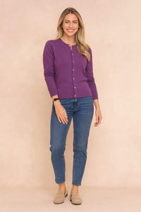 Women's Button Down Cardigan Sweater | Crew Neck Knit Layer Front