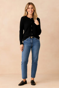 Women's Button Down Cardigan Sweater | Crew Neck Knit Layer Hero