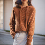 Women's Cable-Knit Hooded Pullover | Wool Blend Drawstring