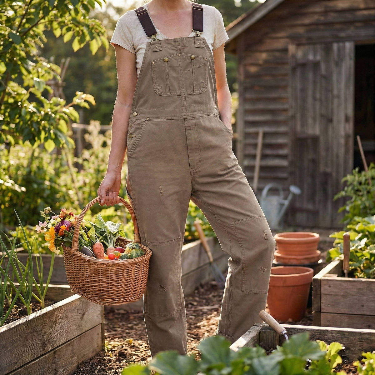Women's Canvas Duck Bib Overalls | Adjustable Workwear Angle