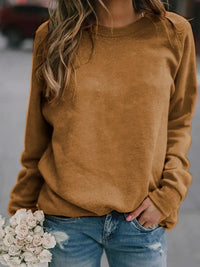 Women's Classic Crewneck Sweatshirt | Raglan Sleeve Comfort Fit Close Up