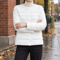 Women's Collarless Quilted Jacket | Snap Front Everyday Layer Hero