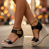 Sandalias ortopédicas cómodas para mujer | Cuña con correa de cadena