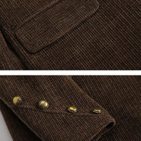 Women's Corduroy Two-Piece Suit | Double-Breasted Blazer Set Full