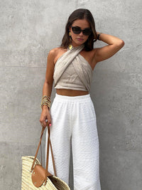 Women's Cotton Crisscross Halter Tank Top Hero