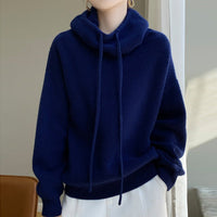 Women's Cowl Hood Wool Sweater | Oversized Relaxed Knit Side