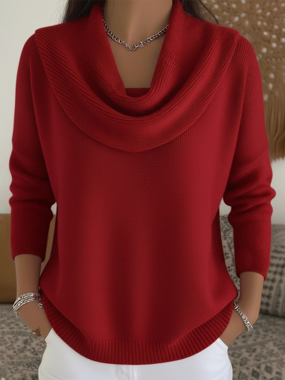 Women's Cowl Neck Long Sleeve Merino Wool Sweater | Relaxed Fit Hero