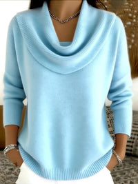 Women's Cowl Neck Long Sleeve Merino Wool Sweater | Relaxed Fit Lifestyle