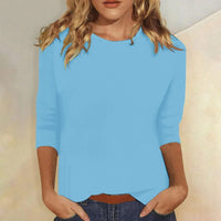 Women's Crew Neck Three Quarter Sleeve Top | Relaxed Fit Detail
