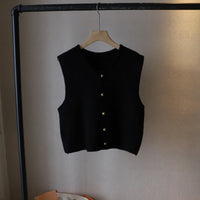 Women's Cropped Soft Vest | Button-Front Silky Angle