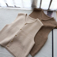 Women's Cropped Soft Vest | Button-Front Silky Front
