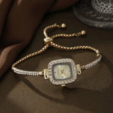 Women's Crystal Bezel Square Watch | Adjustable Sliding Clasp