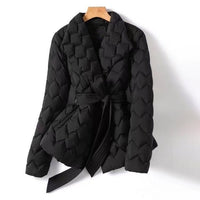 Women's Diamond Quilted Down Jacket | Tailored Lapel Front