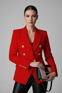 Women's Double-Breasted Blazer | Gold Button Tailored Fit Lifestyle