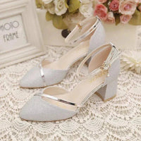 Women's Elegant Block Heel Sandals | Glitter Ankle Strap Hero