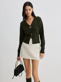 Women's Elegant Metal Button Short Cardigan Sweater View 11